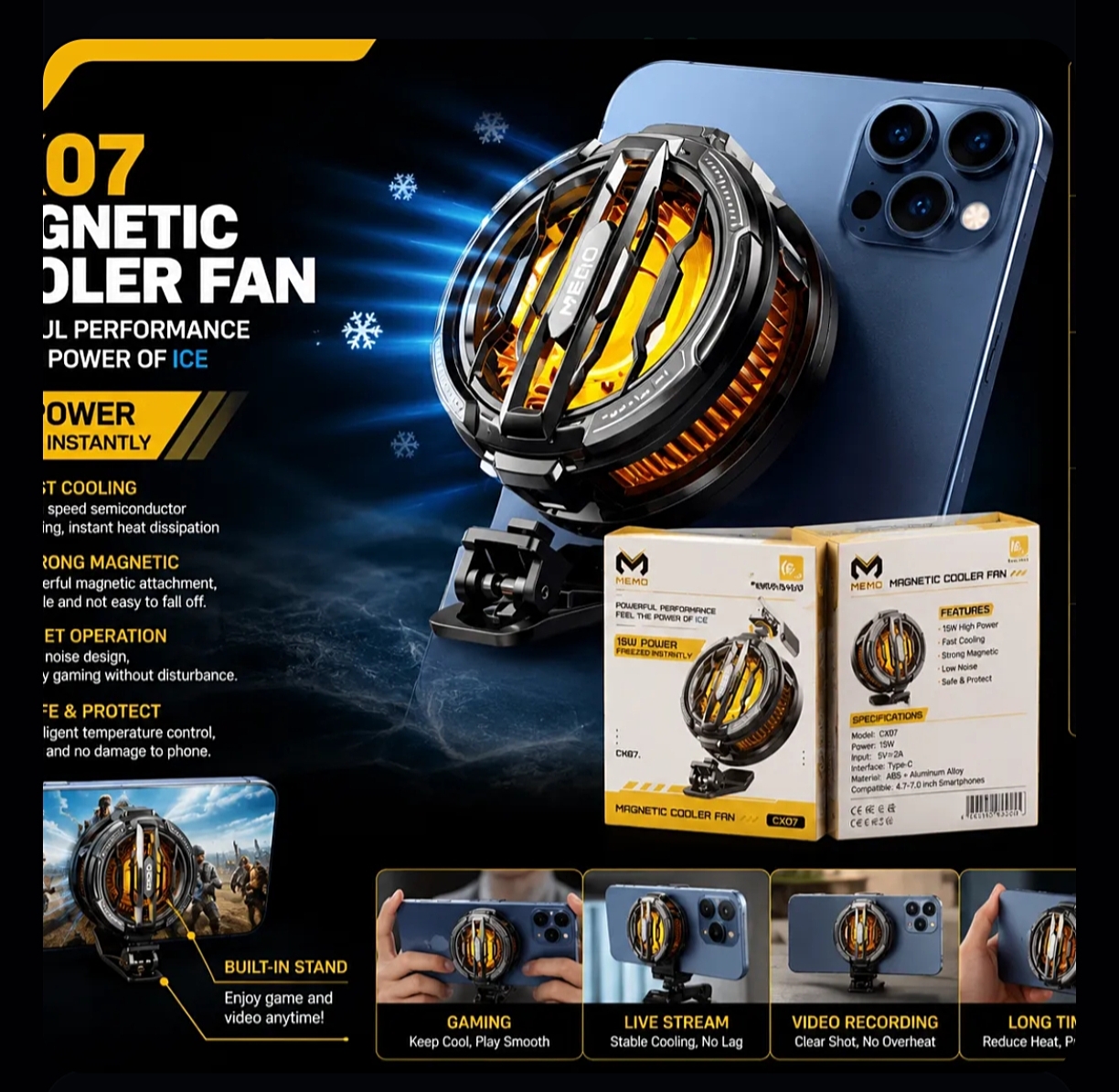 Memo CX07 Magnetic Phone Cooler Fan