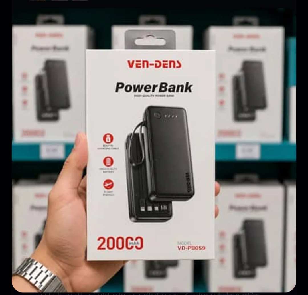 Ven-Dens 50000mAh VD-PB063 22.5W Fast Charging Power Bank with Digital Display & Built-in Cables